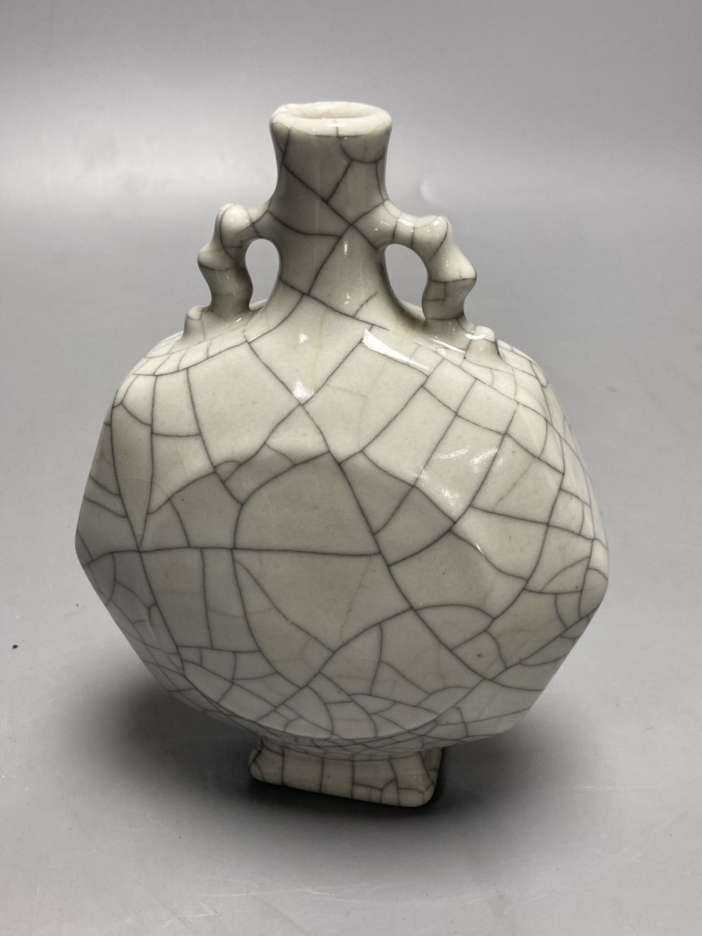 A small Chinese crackleware two-handled vase